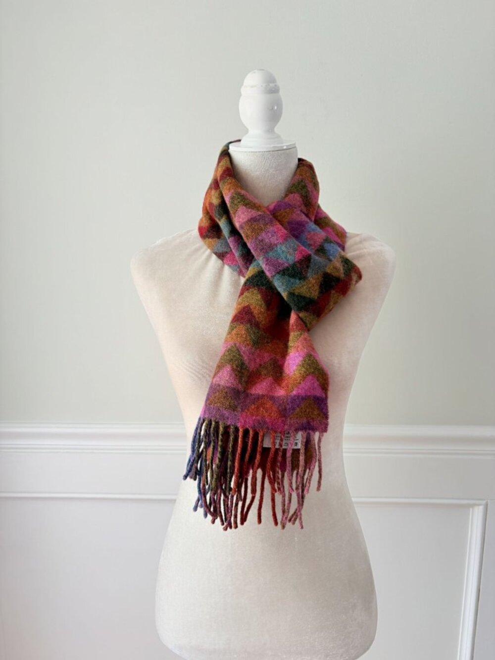 Johnstons of Elgin Lambswool Chevron Colorful Scarf - Picture 2 of 5